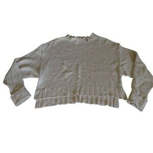 Kaisely Knit Sweater Women Size Large Beige Cotton Acrylic Long Sleeve